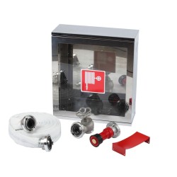 Cutie hidrant ​Minibox​ cu geam, suport ​simplu​ pentru furtun si yala – RAL 3000​ – ( 500x500x140 )​ - Import - cu deschidere 180°