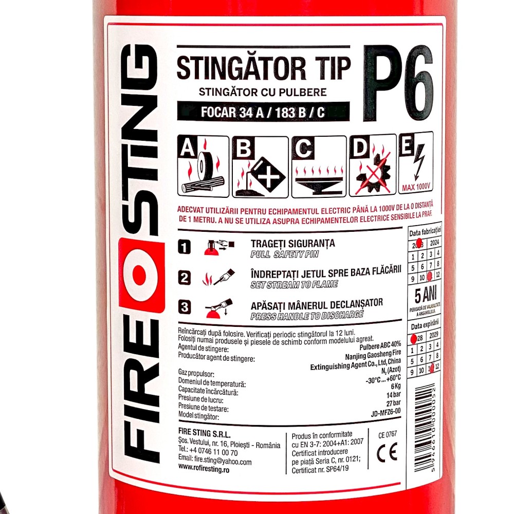 Stingator portativ cu pulbere presurizat tip P6