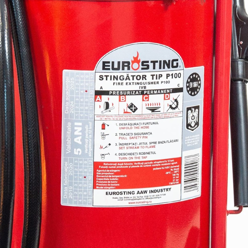 Stingator carosabil cu pulbere presurizat tip P100