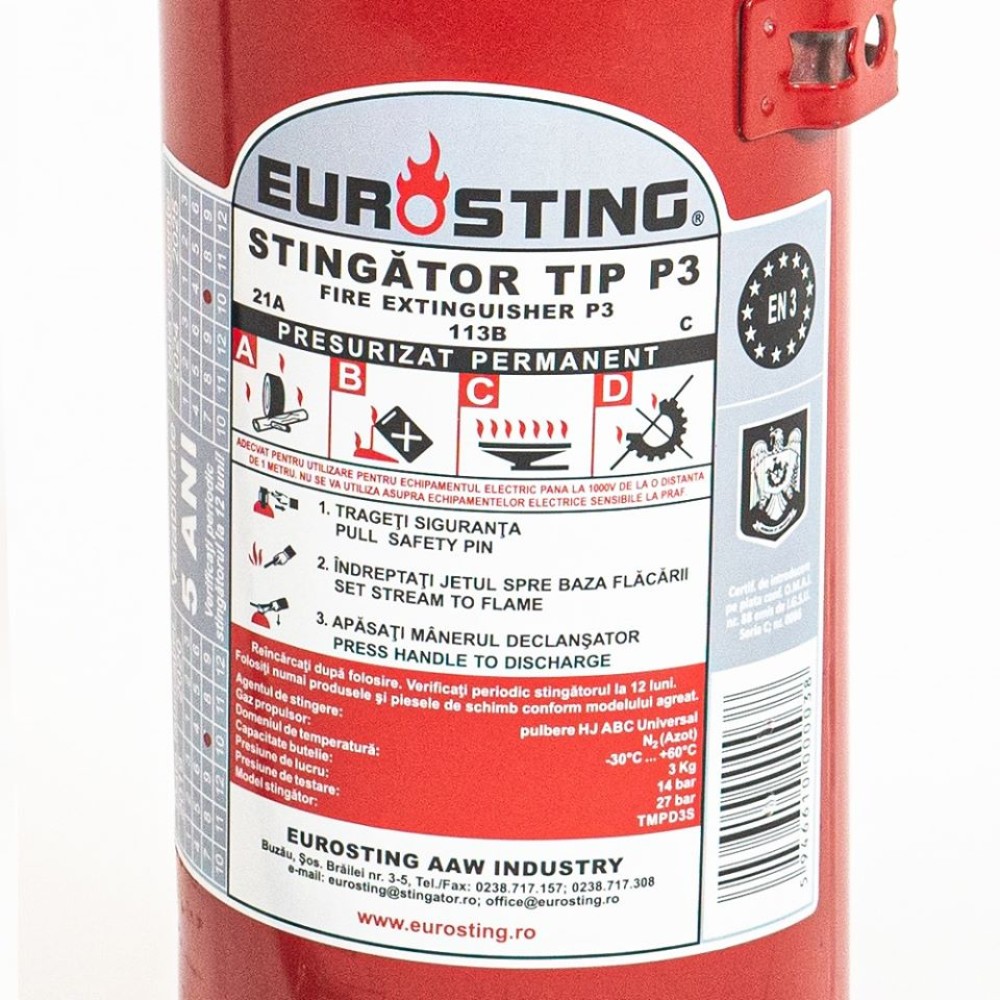 Stingator portativ cu pulbere presurizat tip P3
